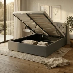Lit coffre 160x200 Chester/Oxford gris