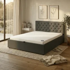 Lit coffre 140x200 Chester/Oxford gris