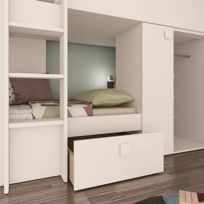 Lit combiné N 1277 reversible blanc 200cm