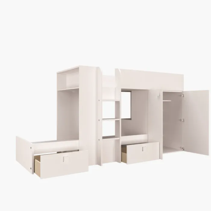 Lit combiné N 1277 reversible blanc 200cm
