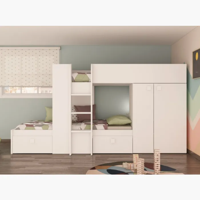 Lit combiné N 1277 reversible blanc 200cm