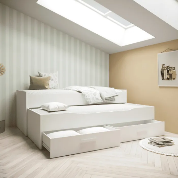 Lit gigogne Twist 90 x 200 cm blanc