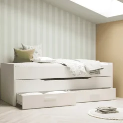 Lit gigogne Twist 90 x 200 cm blanc