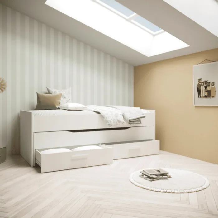 Lit gigogne Twist 90 x 200 cm blanc