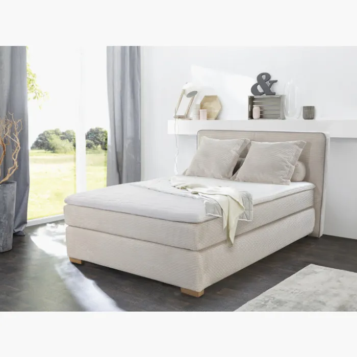Lit Romy 140 cmx200 cm Boxspring complet beige