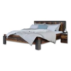 Lit 160x200 Attalyar bois vintage/gris foncé