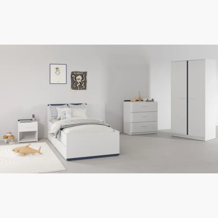 Lit 90 x 190/200 cm Blanc Reverso 289201 ( panneaux révérsible noir ou saumon )