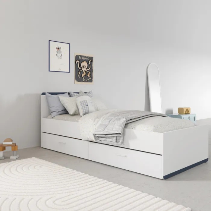 Lit 90 x 190/200 cm Blanc Reverso 289201 ( panneaux révérsible noir ou saumon )