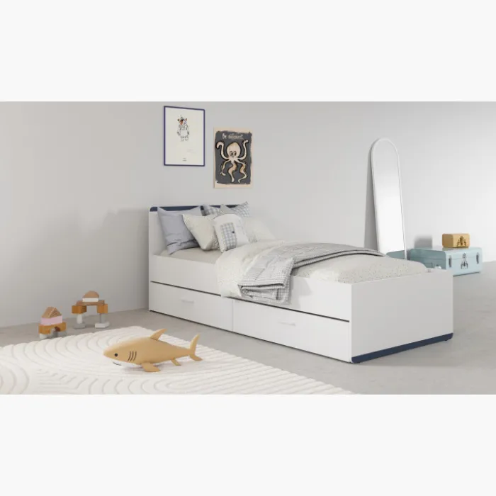 Lit 90 x 190/200 cm Blanc Reverso 289201 ( panneaux révérsible noir ou saumon )