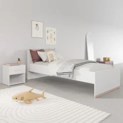 Lit 90 x 190/200 cm Blanc Reverso 289201 ( panneaux révérsible noir ou saumon )
