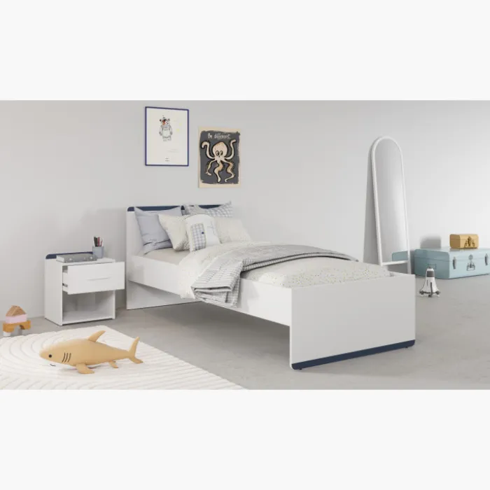 Lit 90 x 190/200 cm Blanc Reverso 289201 ( panneaux révérsible noir ou saumon )