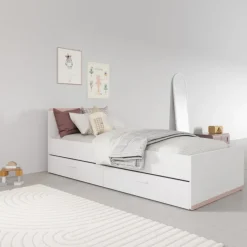 Lit 90 x 190/200 cm Blanc Reverso 289201 ( panneaux révérsible noir ou saumon )