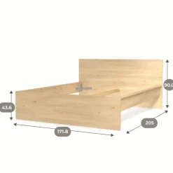Lit 140 x 190 cm Mosaik Hickory ( sans literie ) ( sur commande )