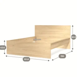 Lit 140 x 190 cm Mosaik Hickory ( sans literie ) ( sur commande )