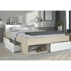 Lit 140x200 Most blanc/acacia clair