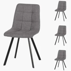 Lot de 4 chaises Tissu gris Stella