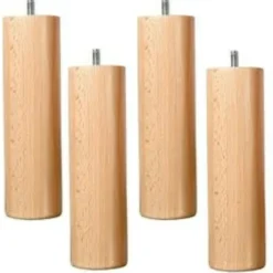 Lot de 4 pieds rond hauteur 20 cm vernis naturel