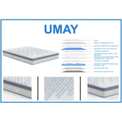 Matelas Umay 90 x 200 cm Hybride Premium
