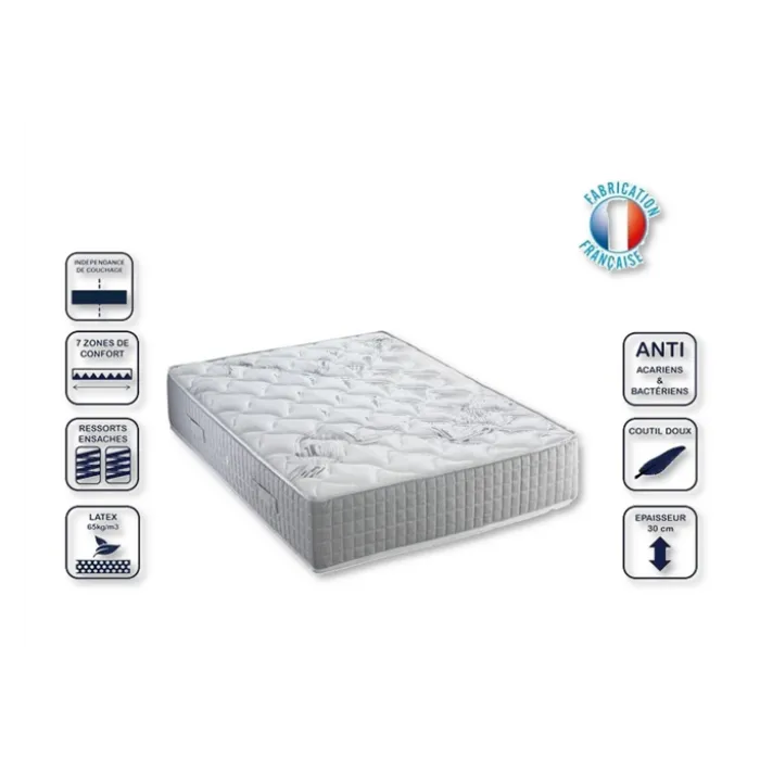 Matelas 140x200cm Latex Spring ressorts ensachés