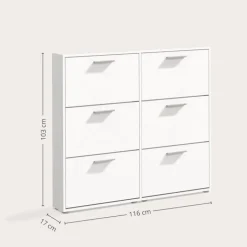 Meuble à chaussures 6 abattants SAM Blanc