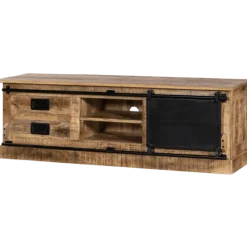 Meuble TV Barn bois mangue/noir
