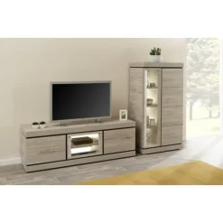 Meuble TV Belluno 2 chêne millenium gris