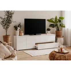 Meuble TV Capetown blanc brillant