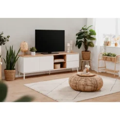 Meuble TV Linz chêne artisan/blanc
