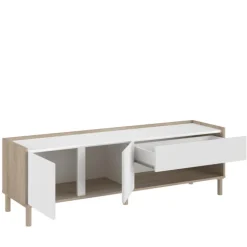 Meuble tv Morphis blanc et chêne japon