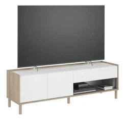Meuble tv Morphis blanc et chêne japon