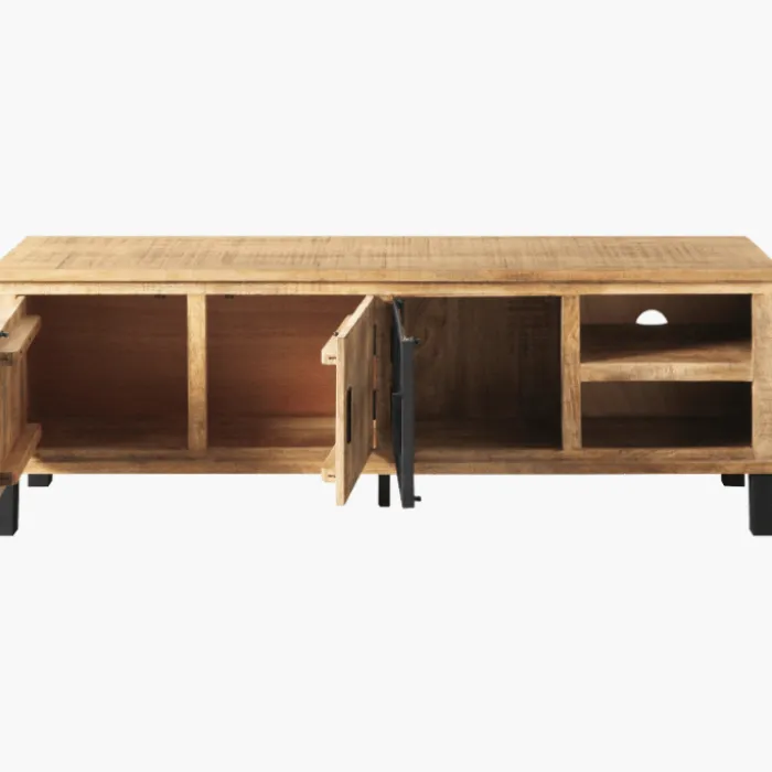 Meuble tv 1 porte verre et 2 portes bois Kali