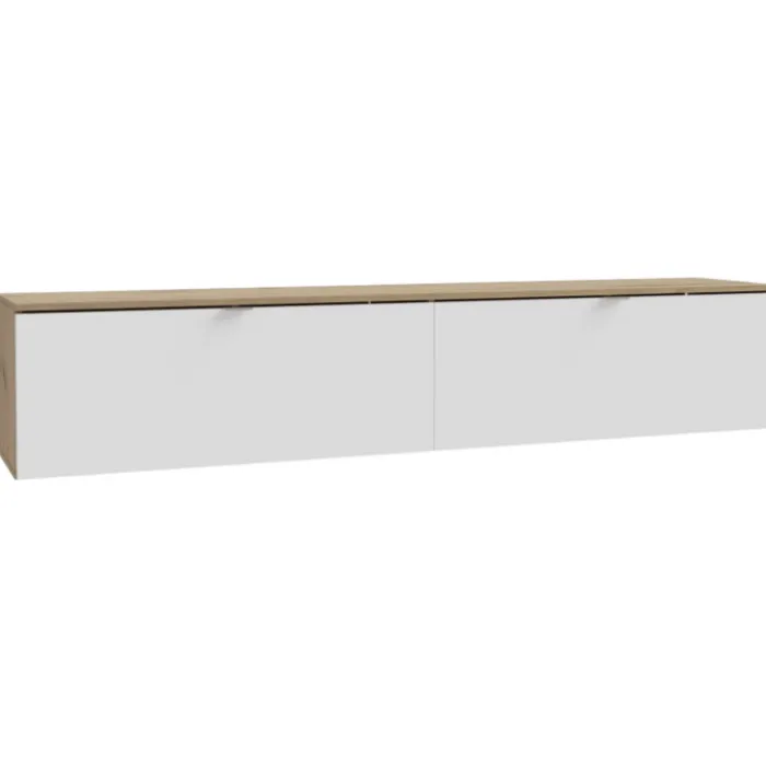 Meuble tv suspendu Libertad 180 cm artisan et blanc