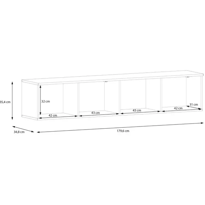 Meuble tv suspendu Libertad 180 cm artisan et blanc