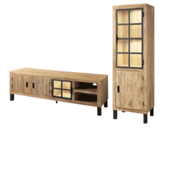 Petit living tv Kali ( meuble tv + vitrine 1 porte )
