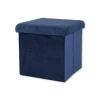 Petit pouf pliable Velvet bleu
