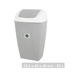 Poubelle Flip 50L blanc/gris clair