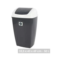 Poubelle Pasha 50L blanc/gris foncé