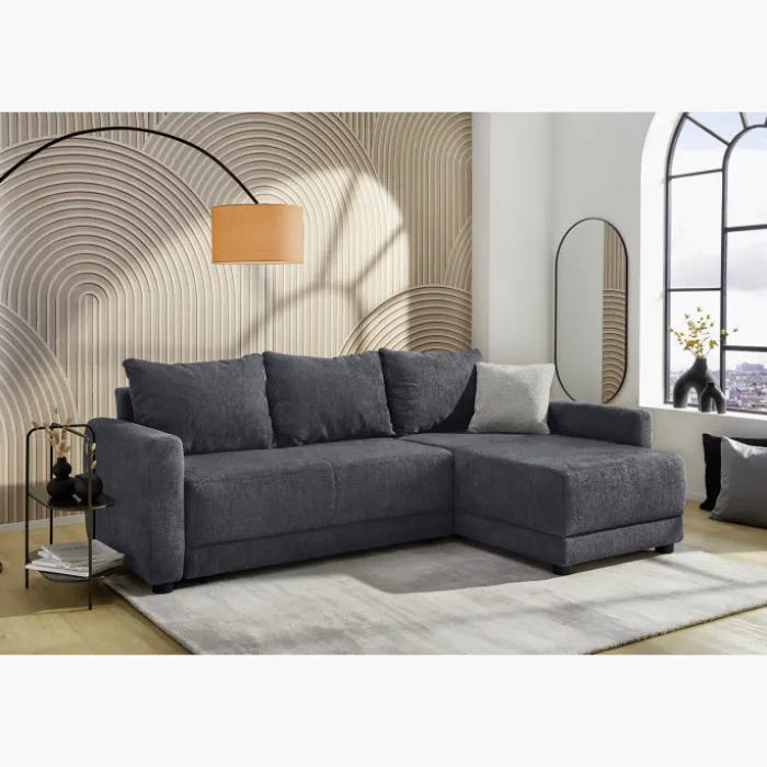 Salon d'angle convertible Venezia anthracite