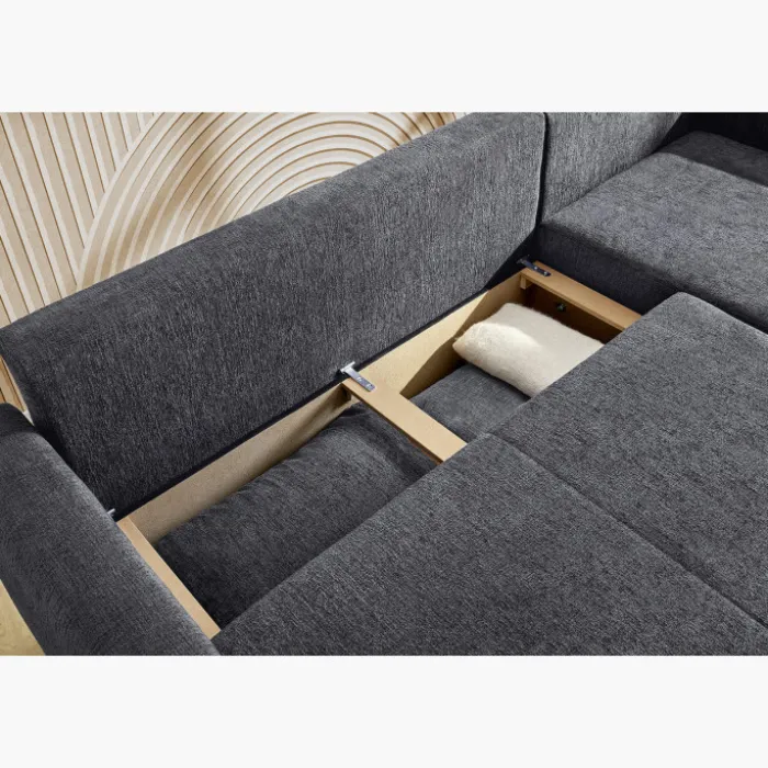 Salon d'angle convertible Venezia anthracite