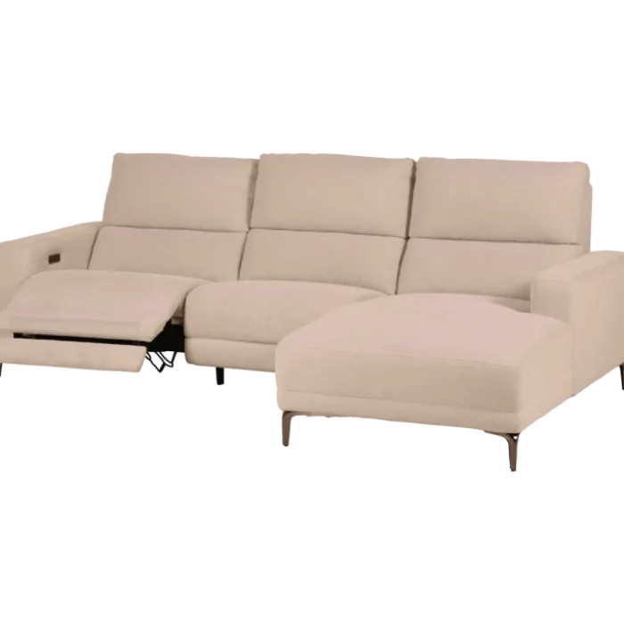 Salon d'angle droit Cologne Beige avec relax électrique