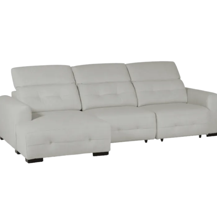 Salon d'angle gauche Saphire avec assise coulissantes blanc