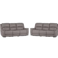 Salon 3 + 3 U70629M cuir gris clair