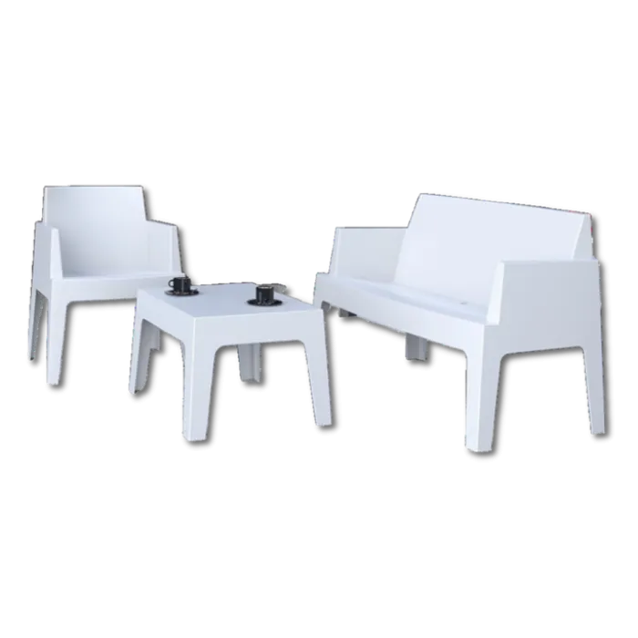 Set Box Blanc ( x2 fauteuils + x1 2 places + x1 table basse)