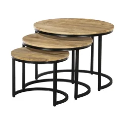 Set de 3 tables de salon Cisco bois massif manguier
