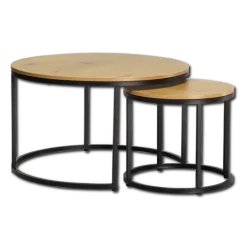 Set de 2 tables de salon Grace mélamine/métal noir