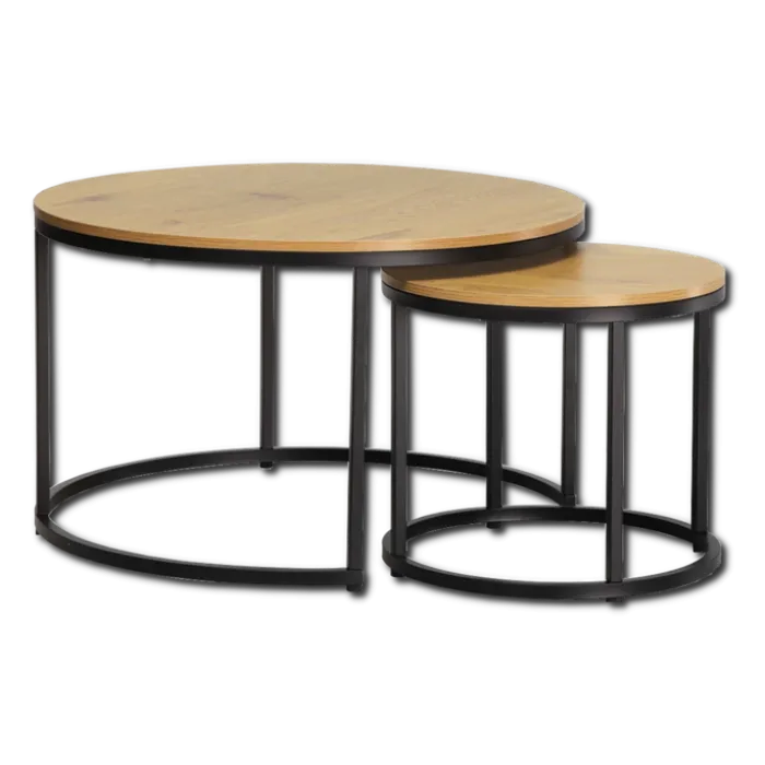 Set de 2 tables de salon Grace mélamine/métal noir