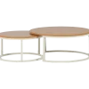 Set de 2 tables de salon UCT7033/7034 naturel/blanc
