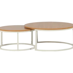 Set de 2 tables de salon UCT7033/7034 naturel/blanc