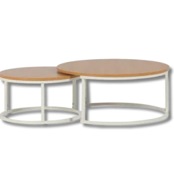 Set de 2 tables de salon UCT7033/7034 naturel/blanc