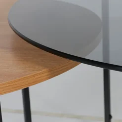 Set 2 tables de salon UCT23021 verre noir/naturel